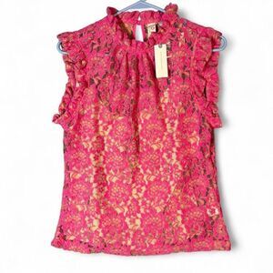 NWT Anthropologie Women’s Dolan Pink Lace Tank Top Medium
